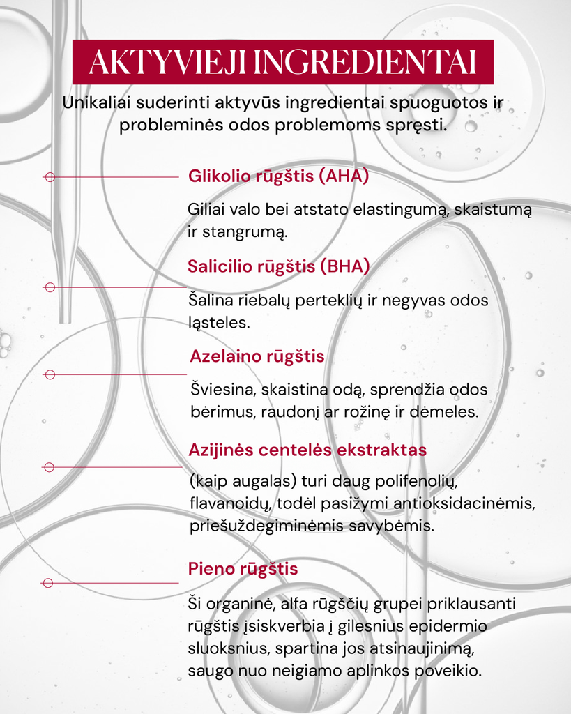 4 rūgščių naktinis pilingas spuoguotai odai - ODA PRO