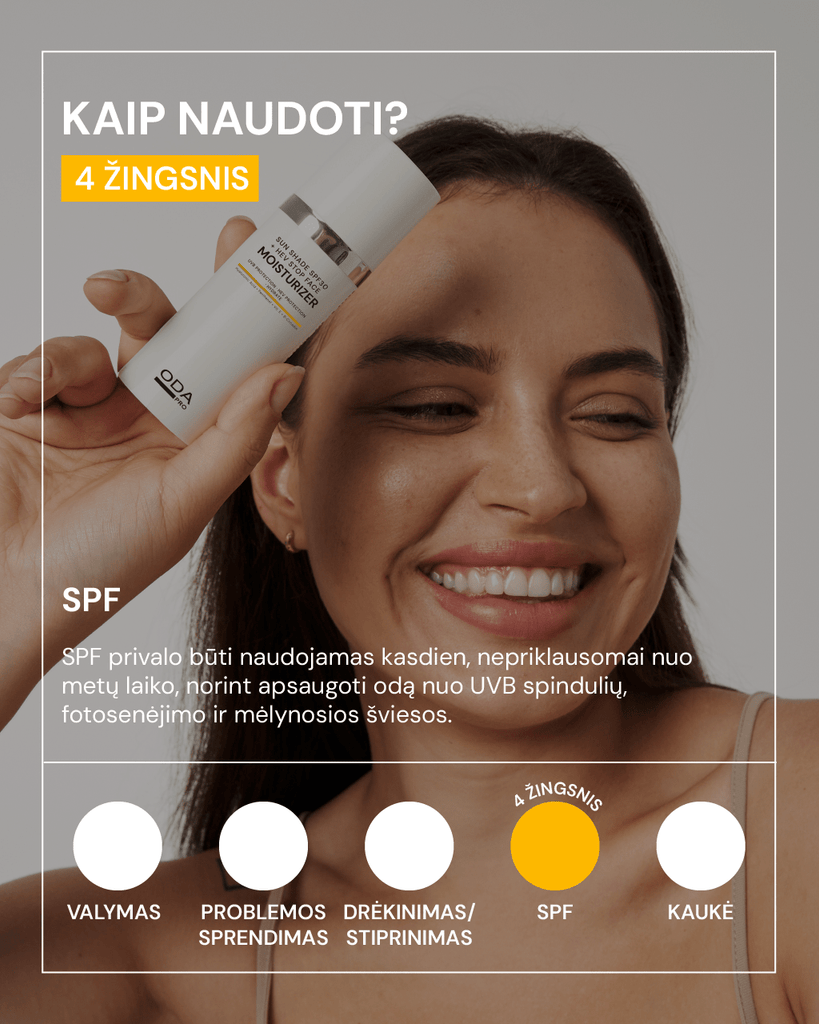 DOVANA - DRĖKINAMASIS VEIDO KREMAS NUO SAULĖS SPF30 IR MĖLYNOSIOS ŠVIESOS - ODA PRO