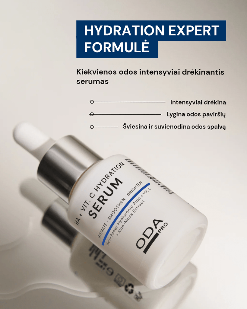 DRĖKINAMASIS HIALURONO RŪGŠTIES IR VITAMINO C SERUMAS - ODA PRO
