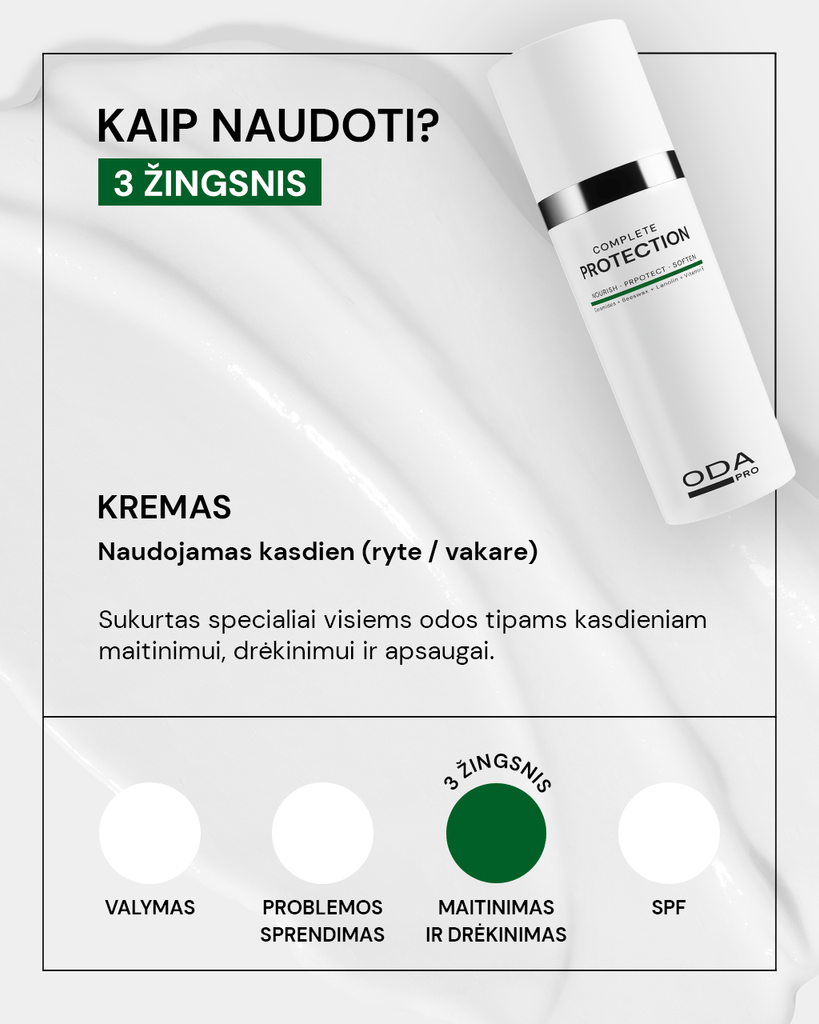 MAITINAMASIS APSAUGINIS VEIDO KREMAS SU KERAMIDAIS IR BIČIŲ VAŠKU - ODA PRO