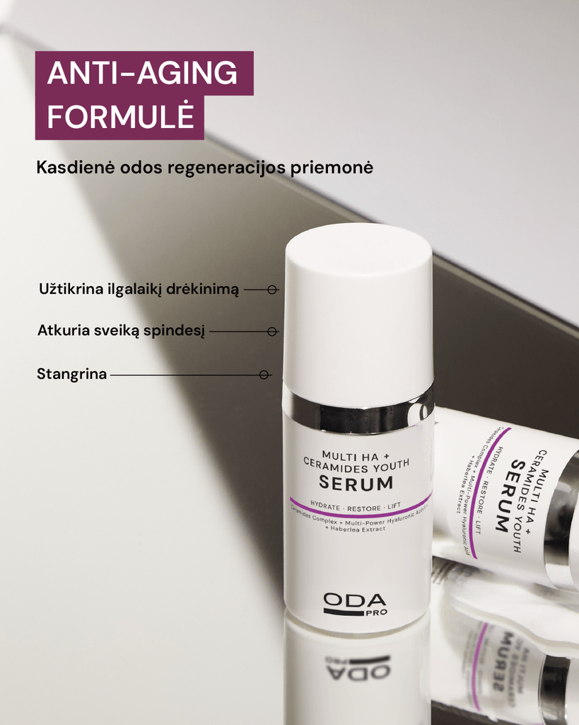 REGENERUOJANTIS SERUMAS SU KERAMIDAIS IR HIALURONO RŪGŠTIMI - ODA PRO